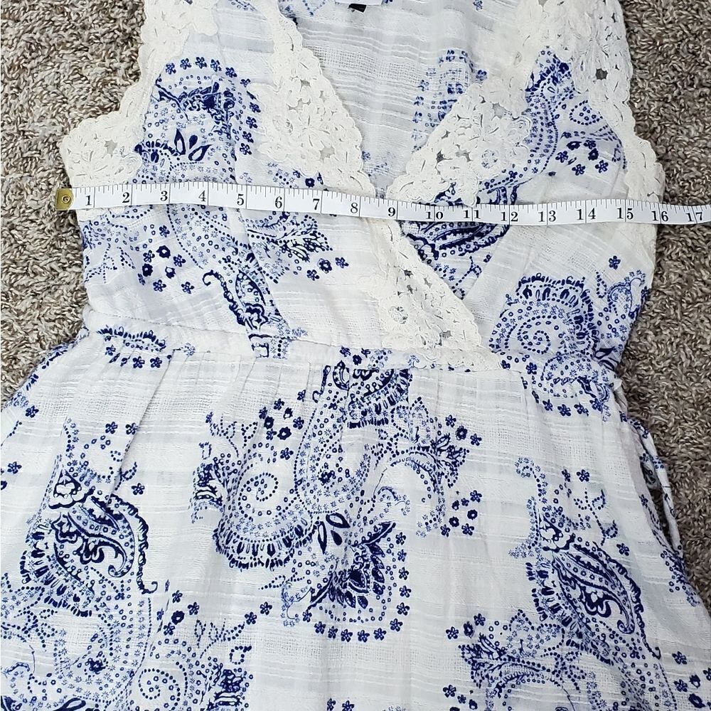 Cabi White & Blue Wrap Top 5223 - Picture 5 of 7